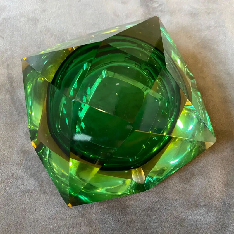 Vintage faceted murano glass ashtray by Seguso, 1970