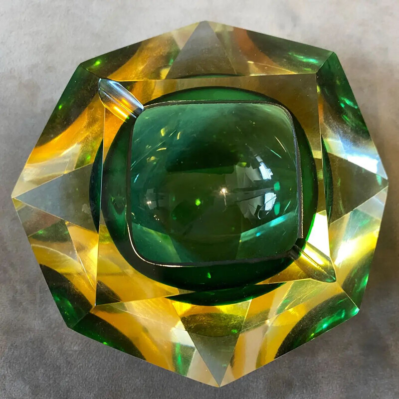 Vintage faceted murano glass ashtray by Seguso, 1970