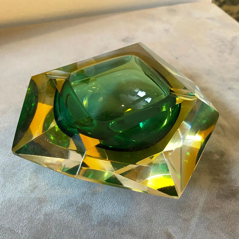 Vintage faceted murano glass ashtray by Seguso, 1970