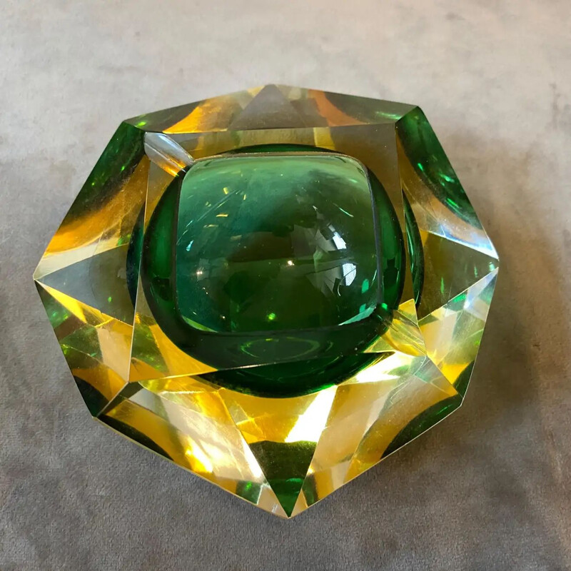 Vintage faceted murano glass ashtray by Seguso, 1970