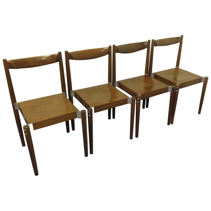 Suite de 4 chaises "Constructivistes" Tchécoslovaques - années 60