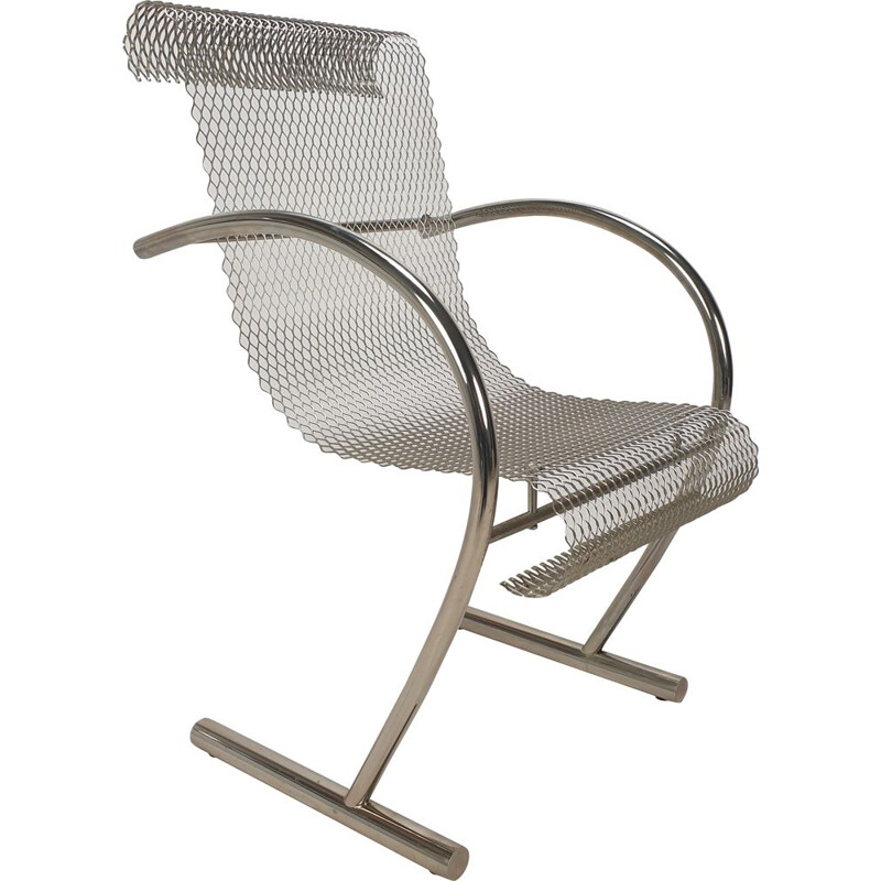 Vintage "Sing Sing Sing" tubular steel armchair by Shiro Kuramata for Xo, France 1985