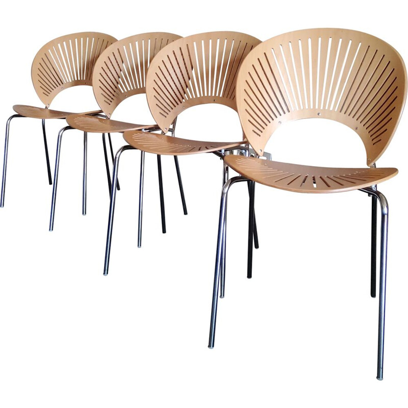 Ensemble de 4 chaises danoises vintage en bois par Nanna Ditzel pour Fredericia Stolefabrik, 1993