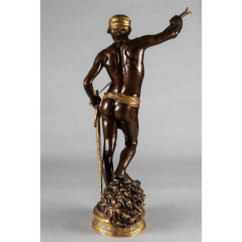 Sculpture vintage "David vainqueur de Goliath" par Antonin Mercie