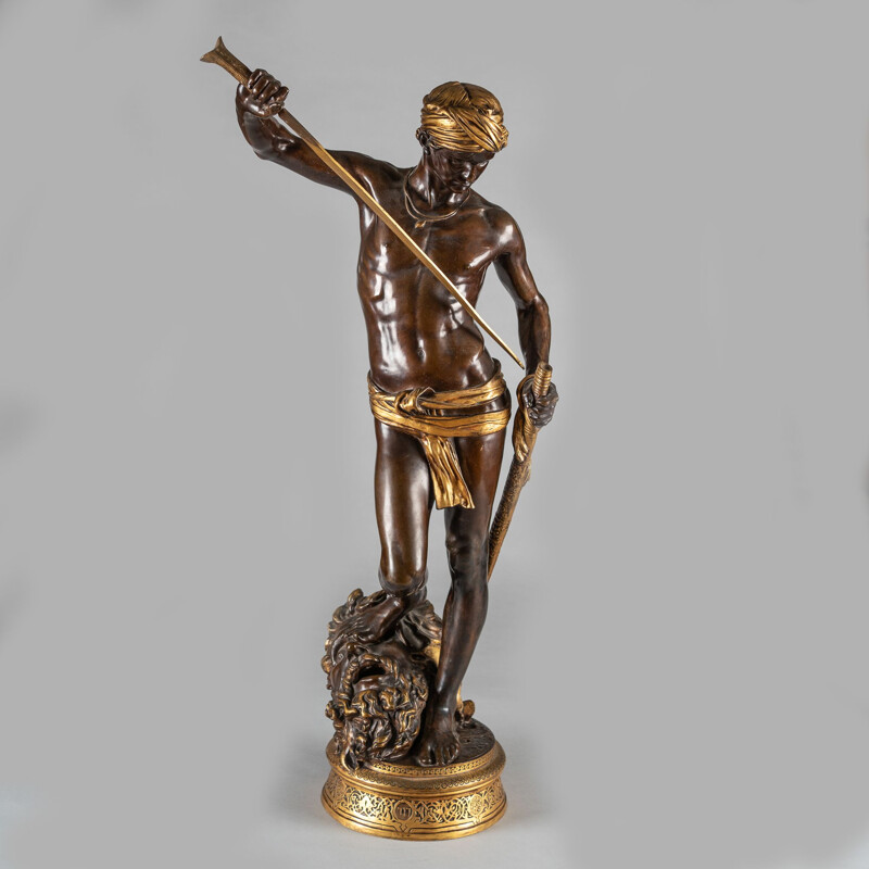 Sculpture vintage "David vainqueur de Goliath" par Antonin Mercie