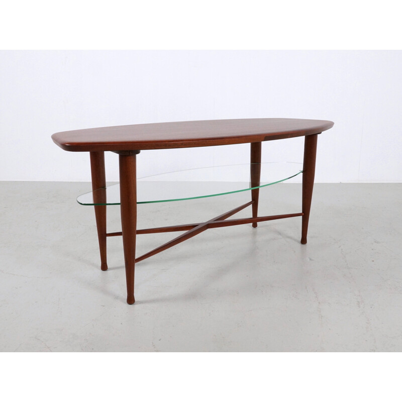 Mid-century coffee table in teak and glass - 1960s