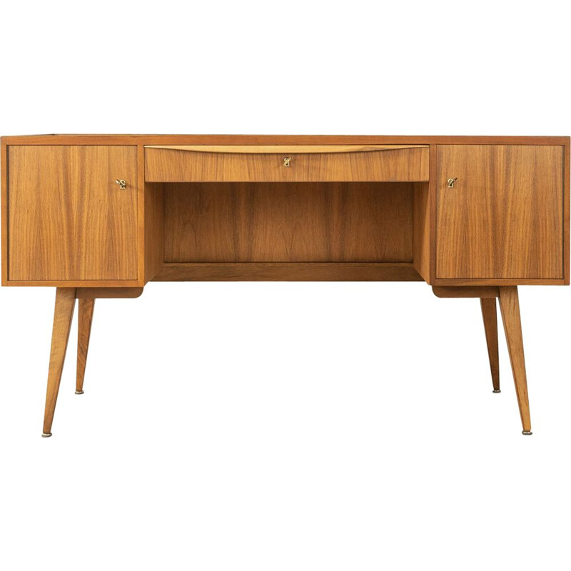 Vintage walnut veneer Scandinavian desk, Germany 1950s