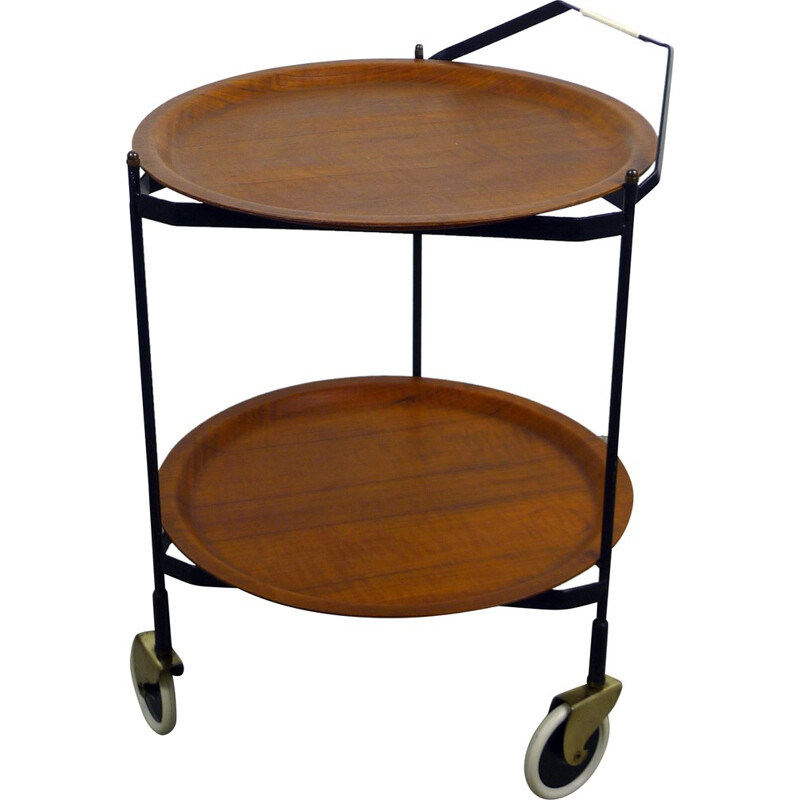 Mid century serving trolley with removable teak tray - 1950s