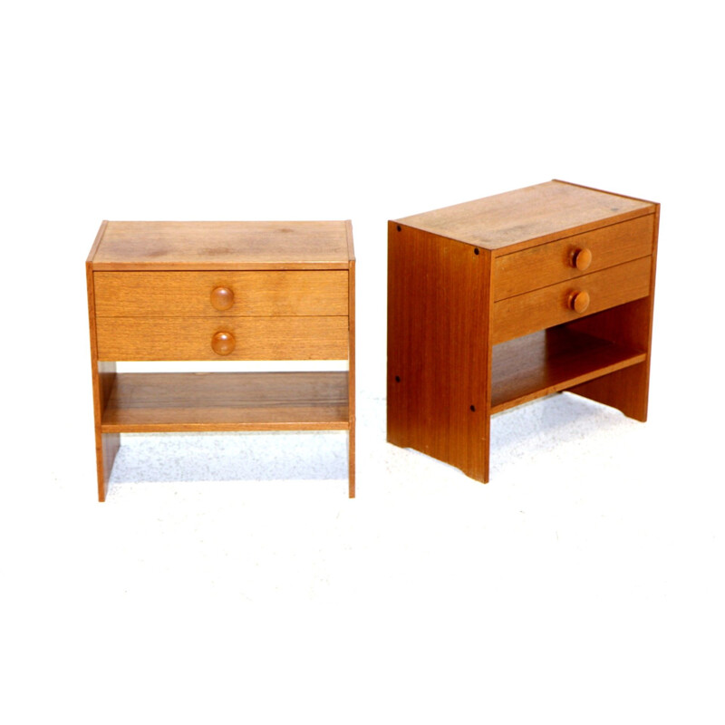 Pair of vintage teak night stands, Sweden 1970