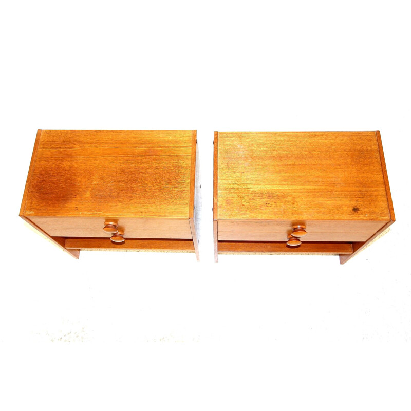 Pair of vintage teak night stands, Sweden 1970