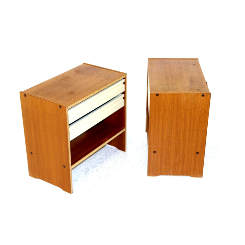 Pair of vintage teak night stands, Sweden 1970