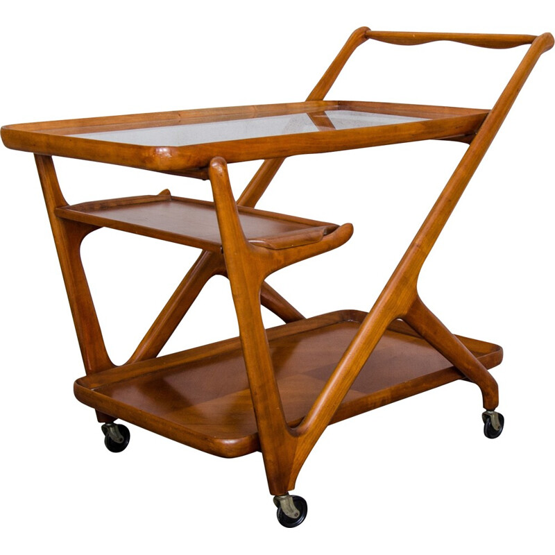 Cassina Italian walnut serving trolley, Cesare LACCA - 1950s 