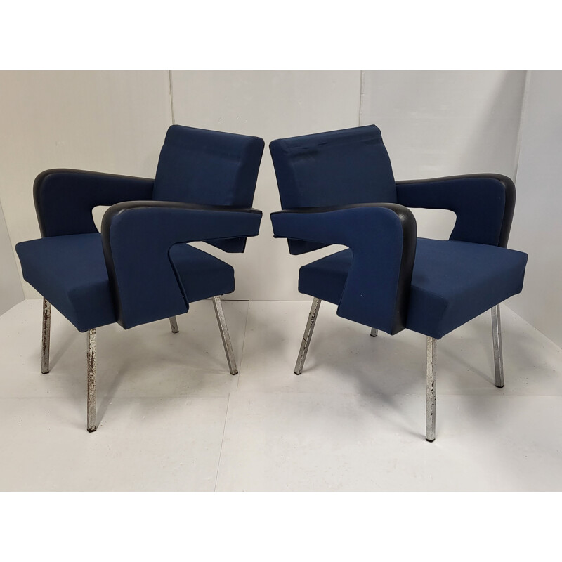 Pair of vintage President armchairs by Jacques Adnet