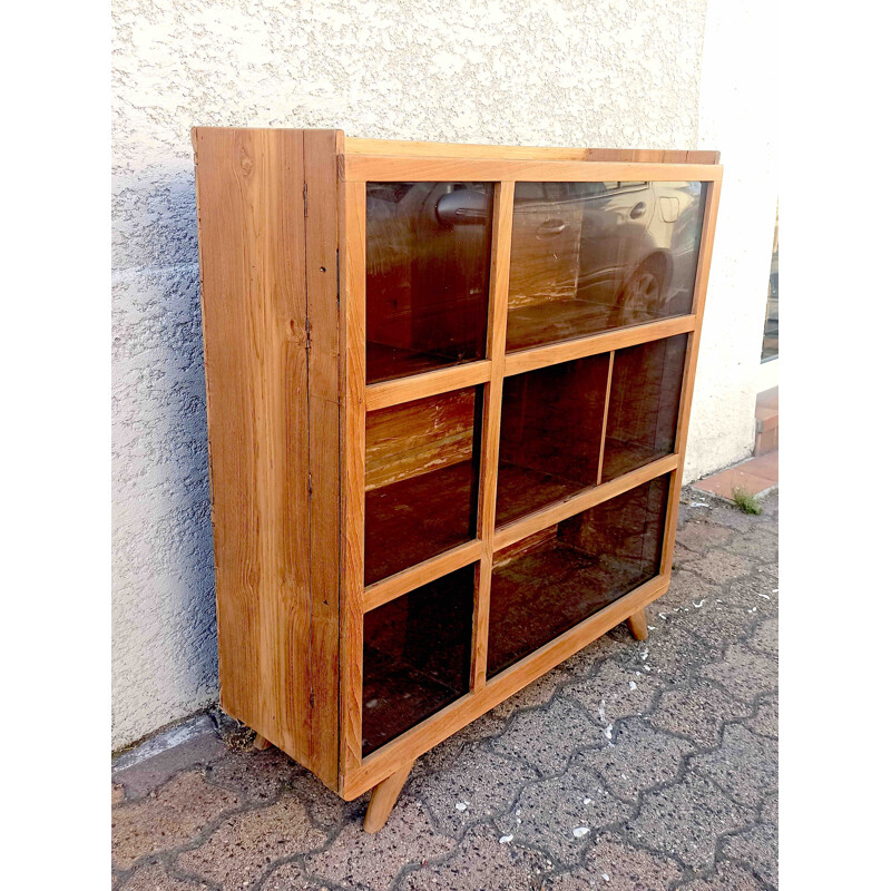 Vintage solid teak display cabinet, 1950