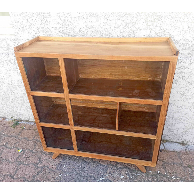 Vintage solid teak display cabinet, 1950