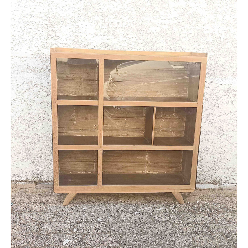 Vintage solid teak display cabinet, 1950