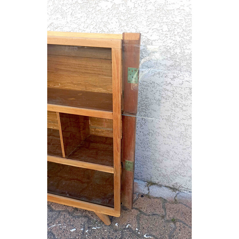 Vintage solid teak display cabinet, 1950