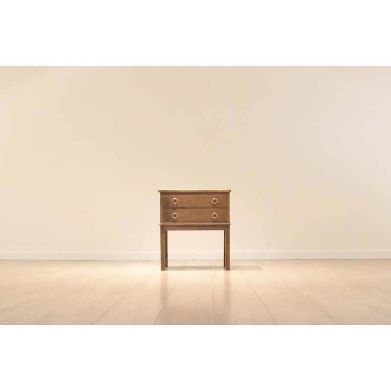 Small Fritz Hansen side table in walnut with drawers - 1950s