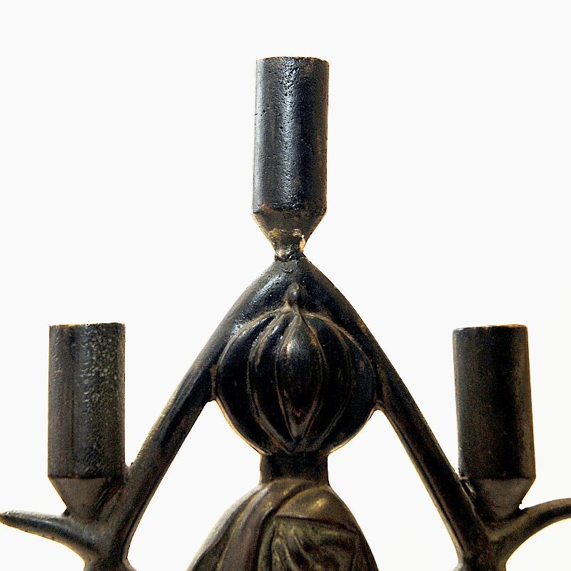 Candelabro vintage de bronce de Oscar Antonsson para Ystad metall, Suecia 1930