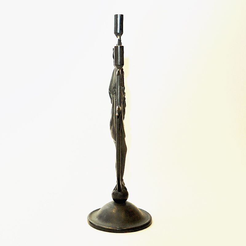 Castiçal de bronze vintage de Oscar Antonsson para Ystad metall, Suécia 1930