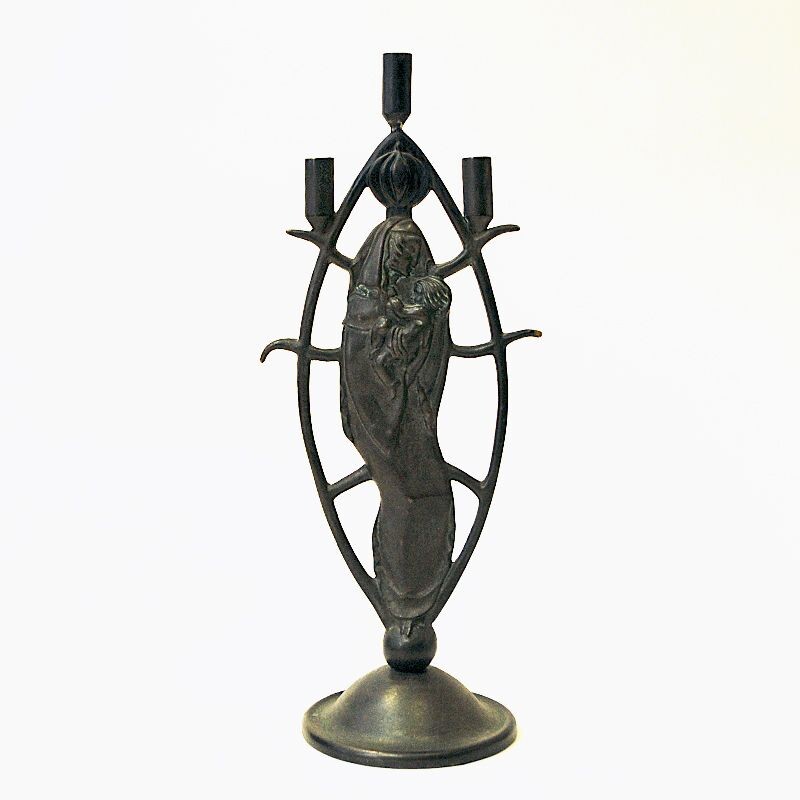 Vintage bronze candlestick by Oscar Antonsson for Ystad metall, Sweden 1930
