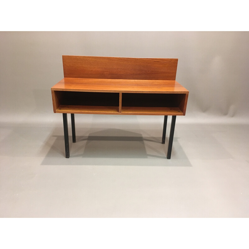 Mid century Scandinavian console in teak and metal - 1950s