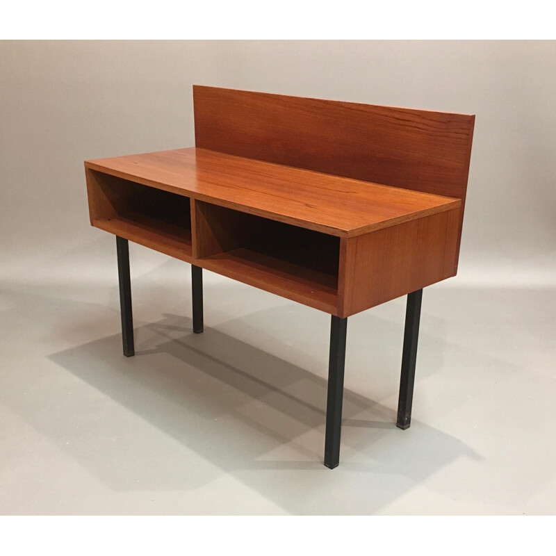 Mid century Scandinavian console in teak and metal - 1950s