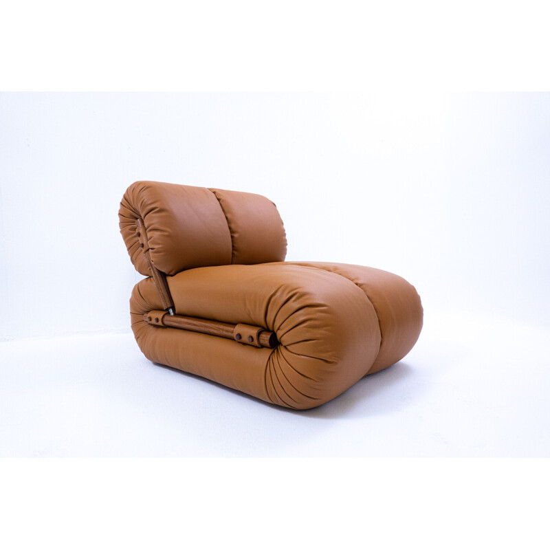 Sillón vintage de palisandro y cuero de Percival Lafer, Brasil 1960