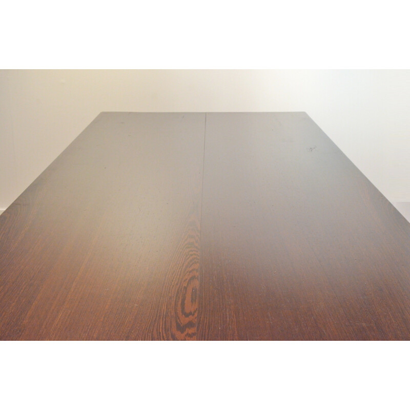 Large dining table in solid wood and chromed metal - 1960s