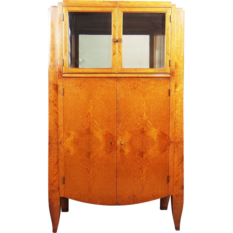 Vintage Art Deco Vitrine aus Amboina Lupe von André Arbus, Frankreich 1930