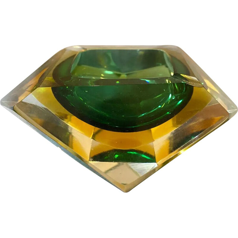 Vintage faceted murano glass ashtray by Seguso, 1970