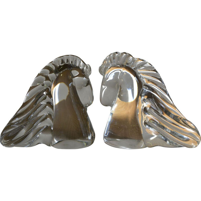 Pair of vintage zoomorphic bookends with horse heads