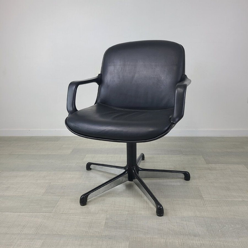 Vintage Strafor leather office chair for Comforto, 1970