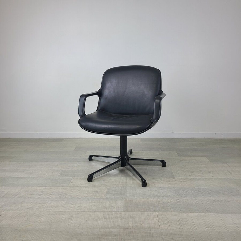 Vintage Strafor leather office chair for Comforto, 1970