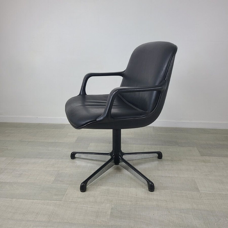 Vintage Strafor leather office chair for Comforto, 1970