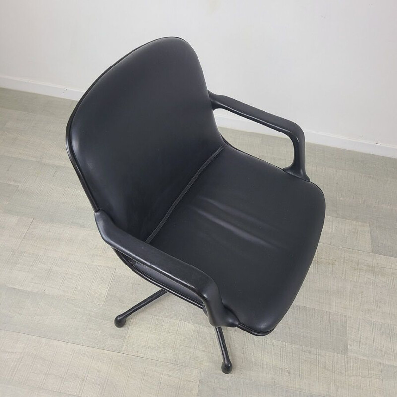 Vintage Strafor leather office chair for Comforto, 1970