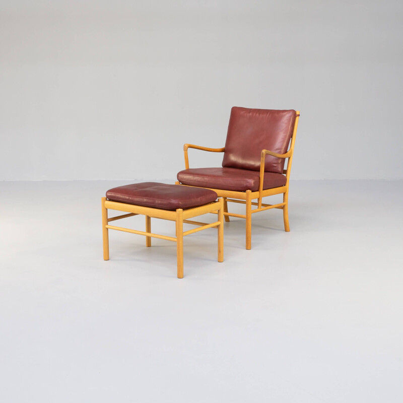 Vintage "Ow149 and Ow149F" colonial armchair and ottoman by Ole Wanscher for Carl Hansen & Son