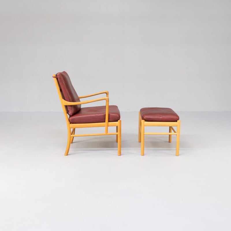 Vintage "Ow149 and Ow149F" colonial armchair and ottoman by Ole Wanscher for Carl Hansen & Son