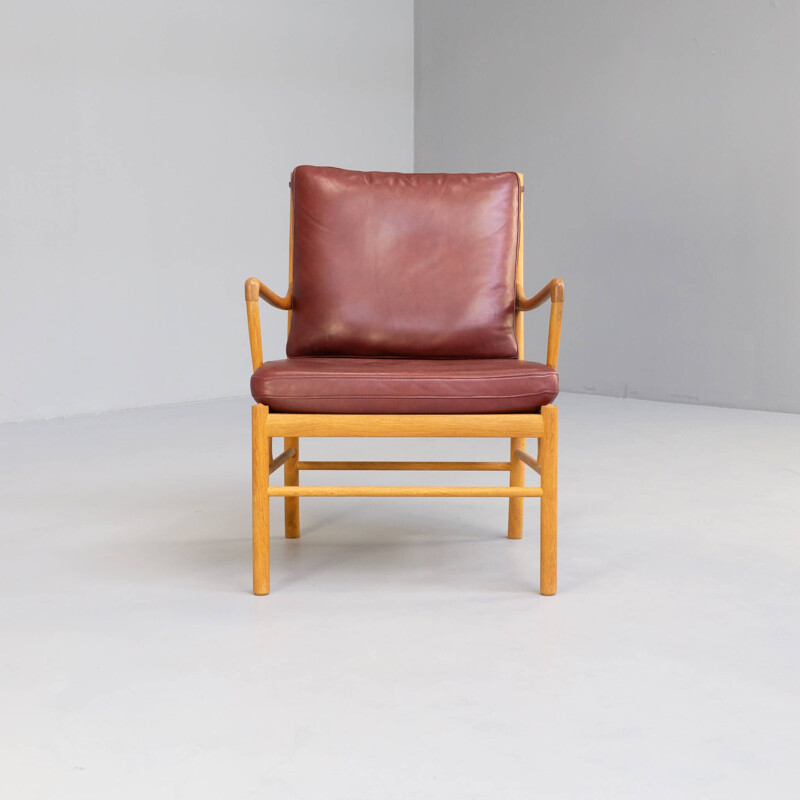 Vintage koloniale fauteuil en voetenbank "Ow149 en Ow149F" van Ole Wanscher voor Carl Hansen