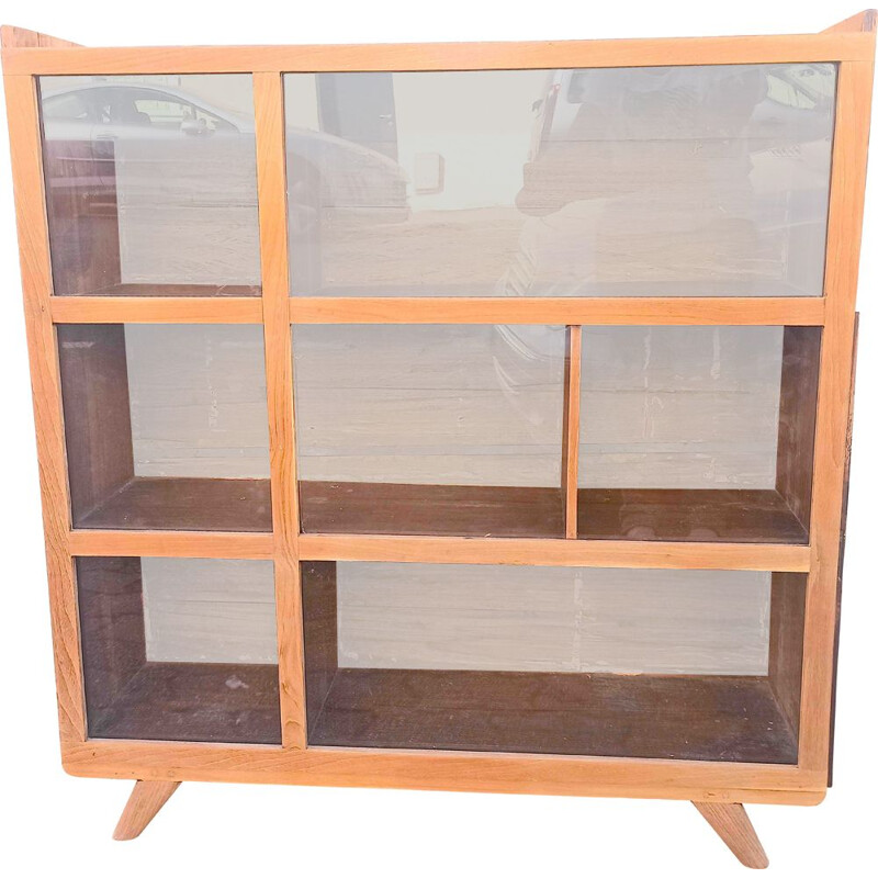 Vintage solid teak display cabinet, 1950