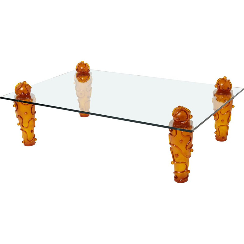 Vintage resin glass coffee table by Garouste and Bonetti, 1990