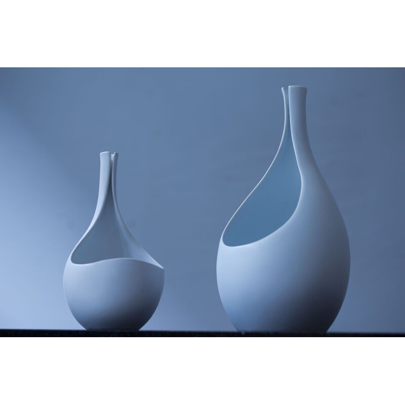 Paar alte "Pungo"-Vasen von Stig Lindberg für Gustavsberg, 1950er Jahre