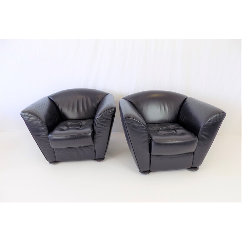 Pair of vintage Cor Zelda leather armchairs by Peter Maly, 1980s