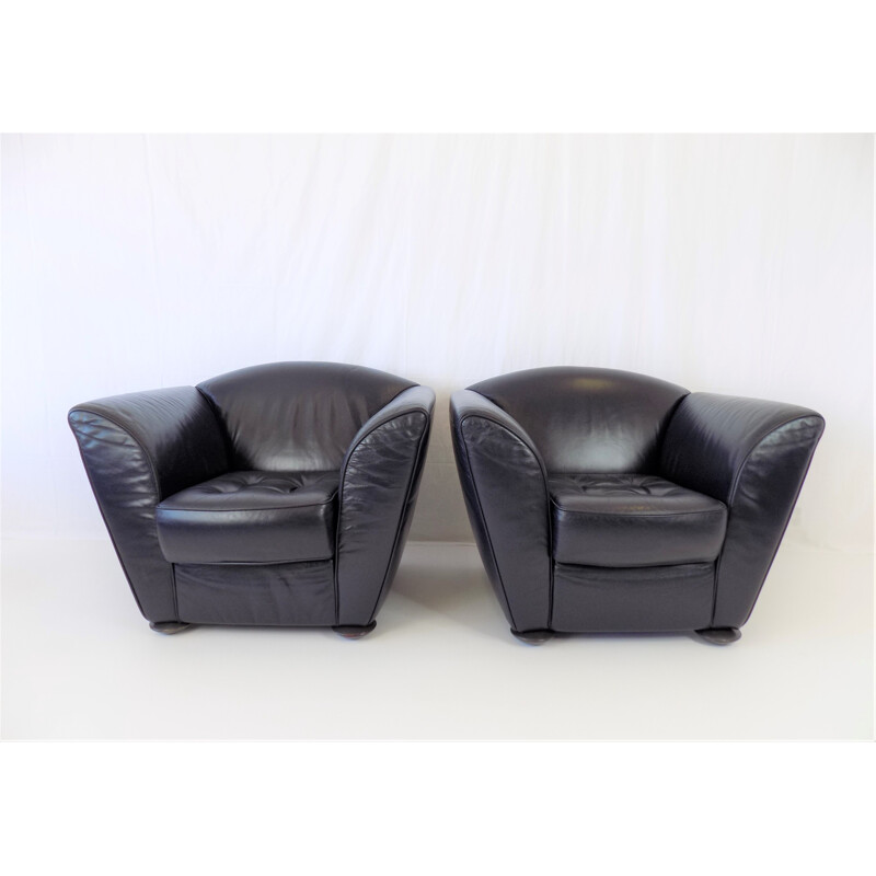 Pair of vintage Cor Zelda leather armchairs by Peter Maly, 1980s