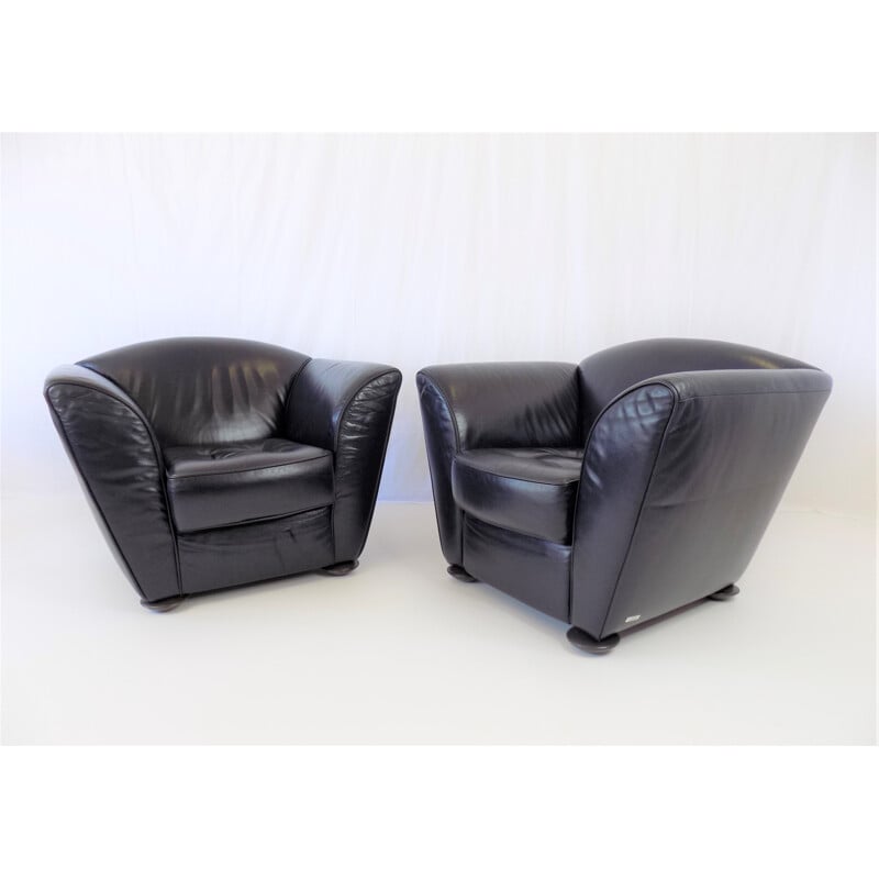 Pair of vintage Cor Zelda leather armchairs by Peter Maly, 1980s