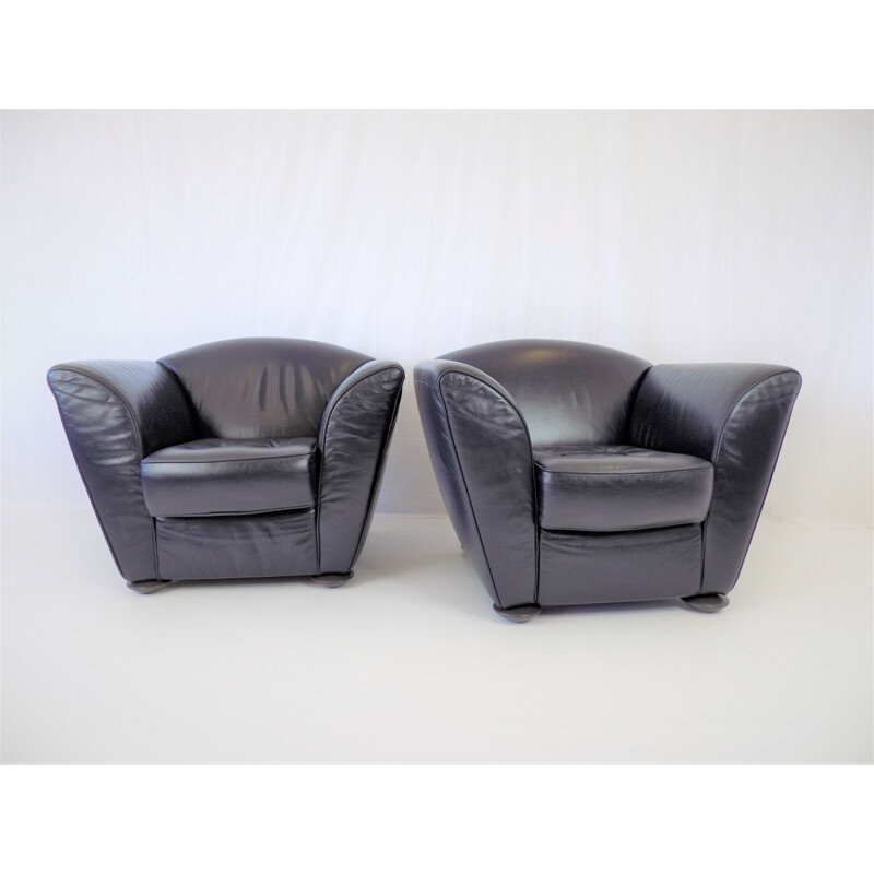 Pair of vintage Cor Zelda leather armchairs by Peter Maly, 1980s