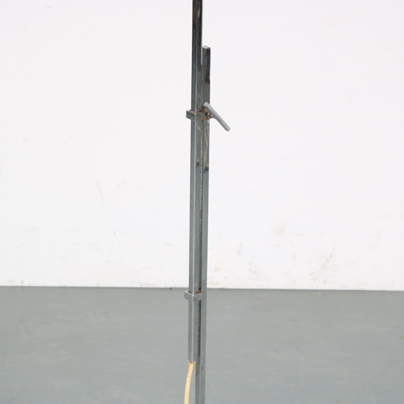 Lámpara de pie vintage de metal cromado de Hans Eichenberger para Keller Metalbau, Alemania 1950