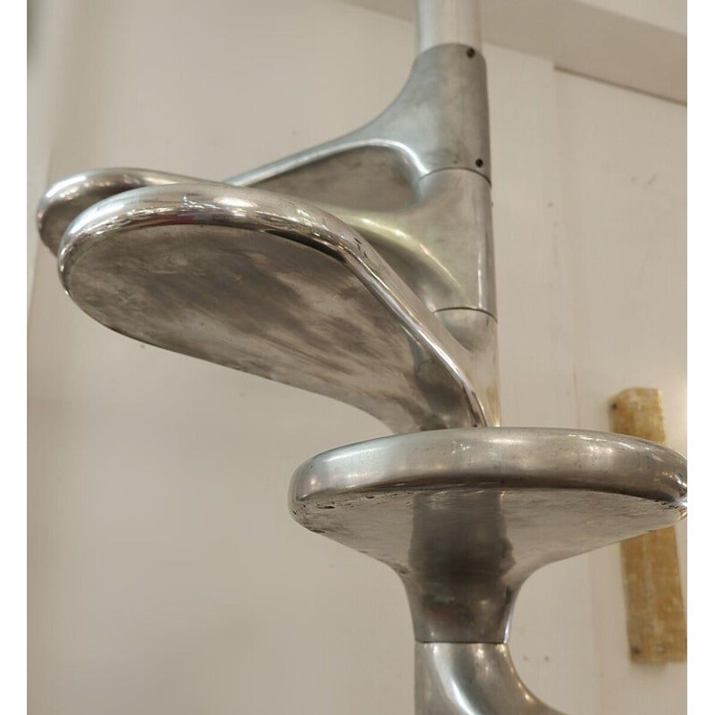 Mid century staircase in aluminum and rubber by Roger Tallon for Galerie Laroche