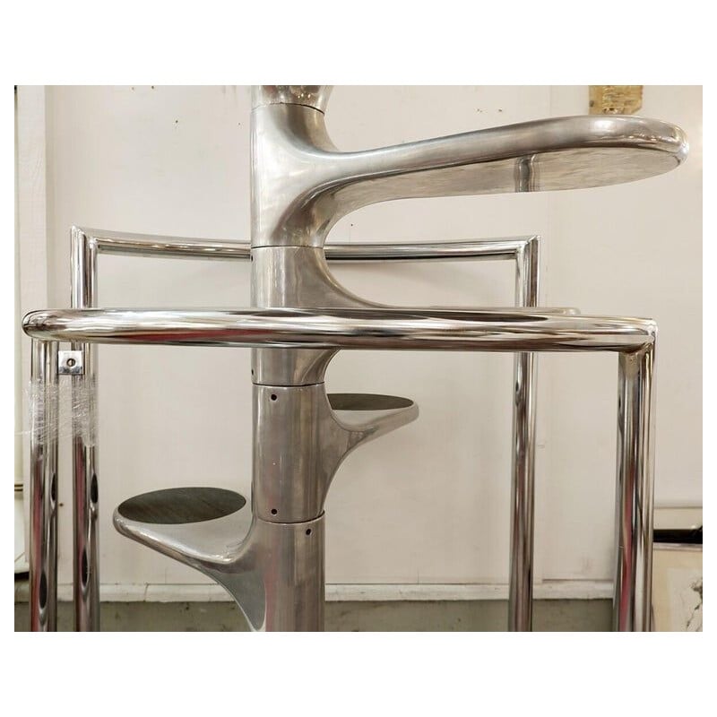 Escalier vintage en aluminium et caoutchouc par Roger Tallon pour la Galerie Laroche