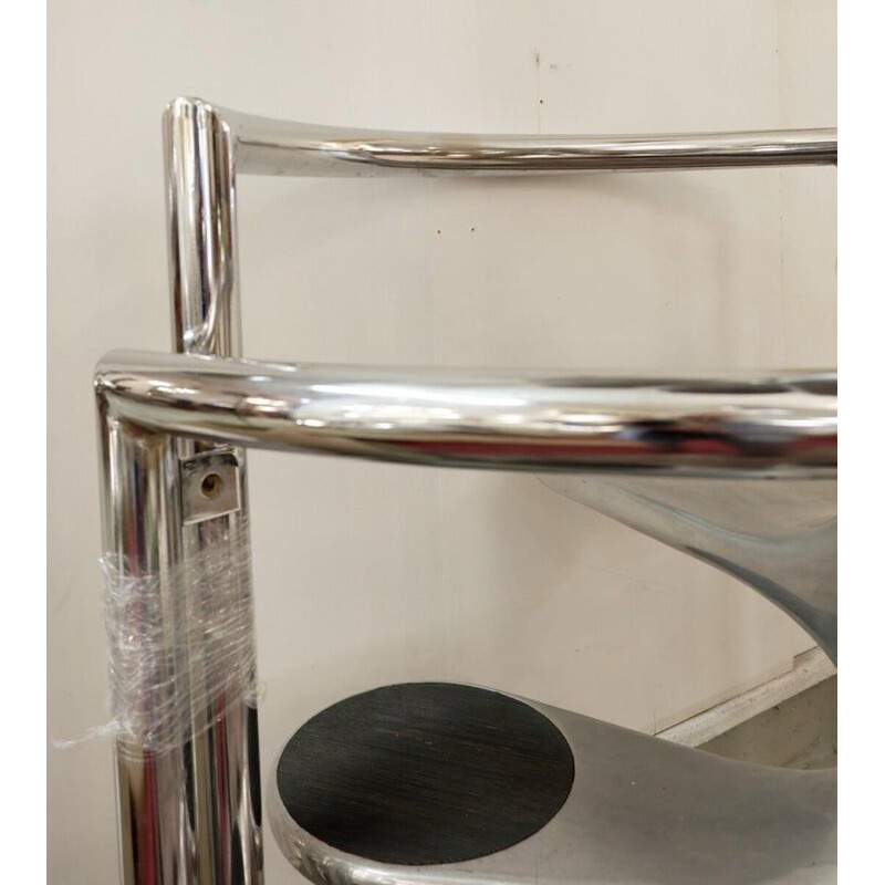 Scala vintage in alluminio e gomma di Roger Tallon per la Galerie Laroche